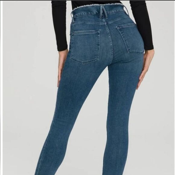 New Good American Good Legs Stretch Skinny Sculpting Jeans Frayed Waist 0 / 25 - Picture 2 of 11